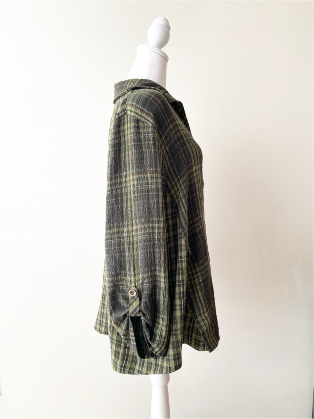 Habitat Green Plaid Button-Front Blouse - Picture 2 of 6